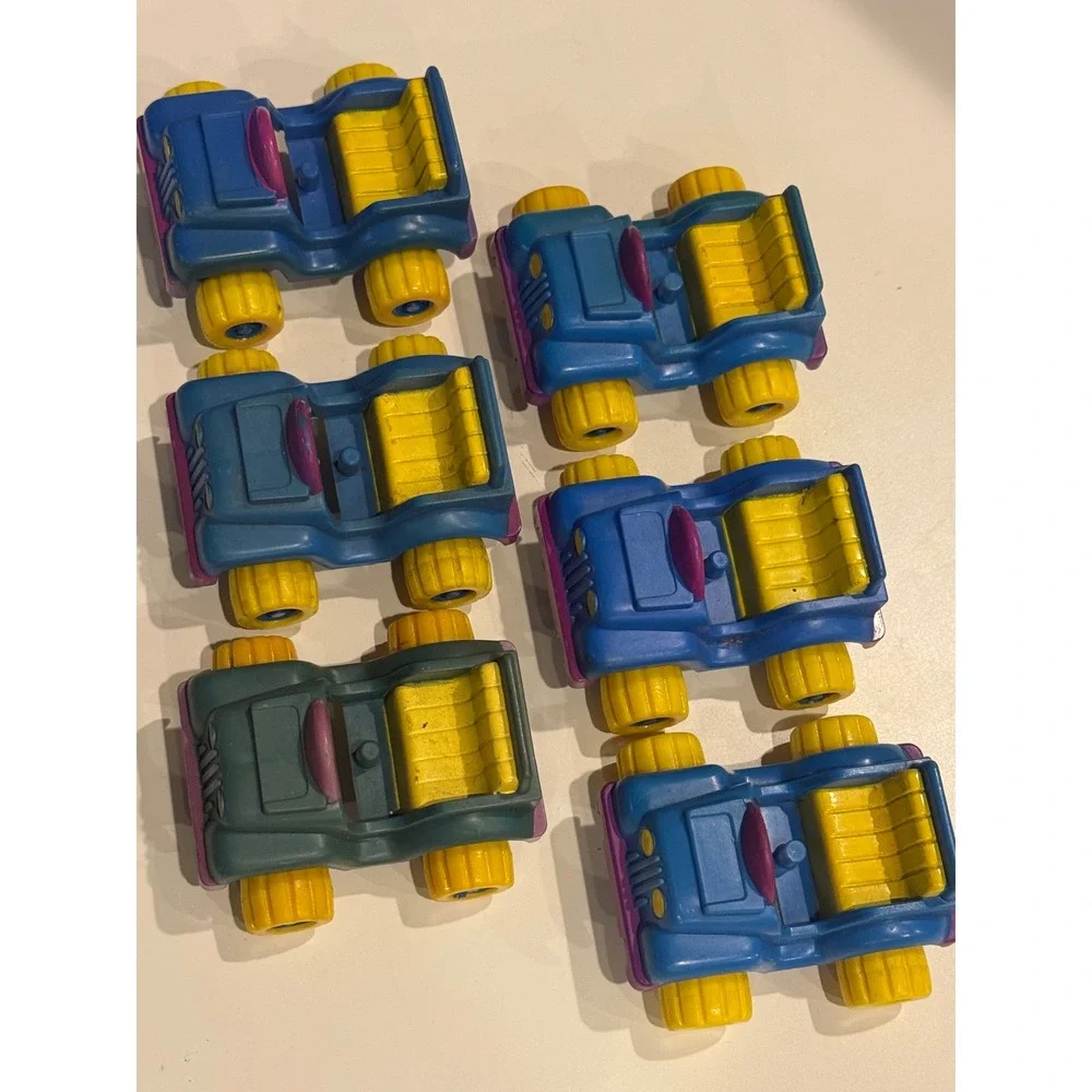 Vintage 1988 McDonalds Happy Meal Toy Lot 6 Jeep Cars Blue Teal Yellow 80s Retro